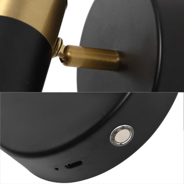 Paola 6" 1-Light Modern Adjustable Head Integrated Dimmable LED Rechargeable Wall Spotlight with Touch Sensor - JONATHAN Y